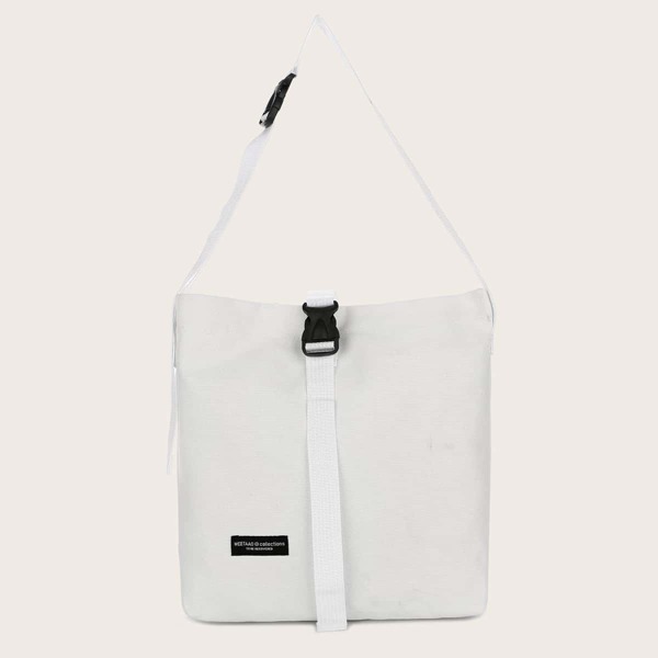 

Letter Patch Release Buckle Crossbody Bag, White