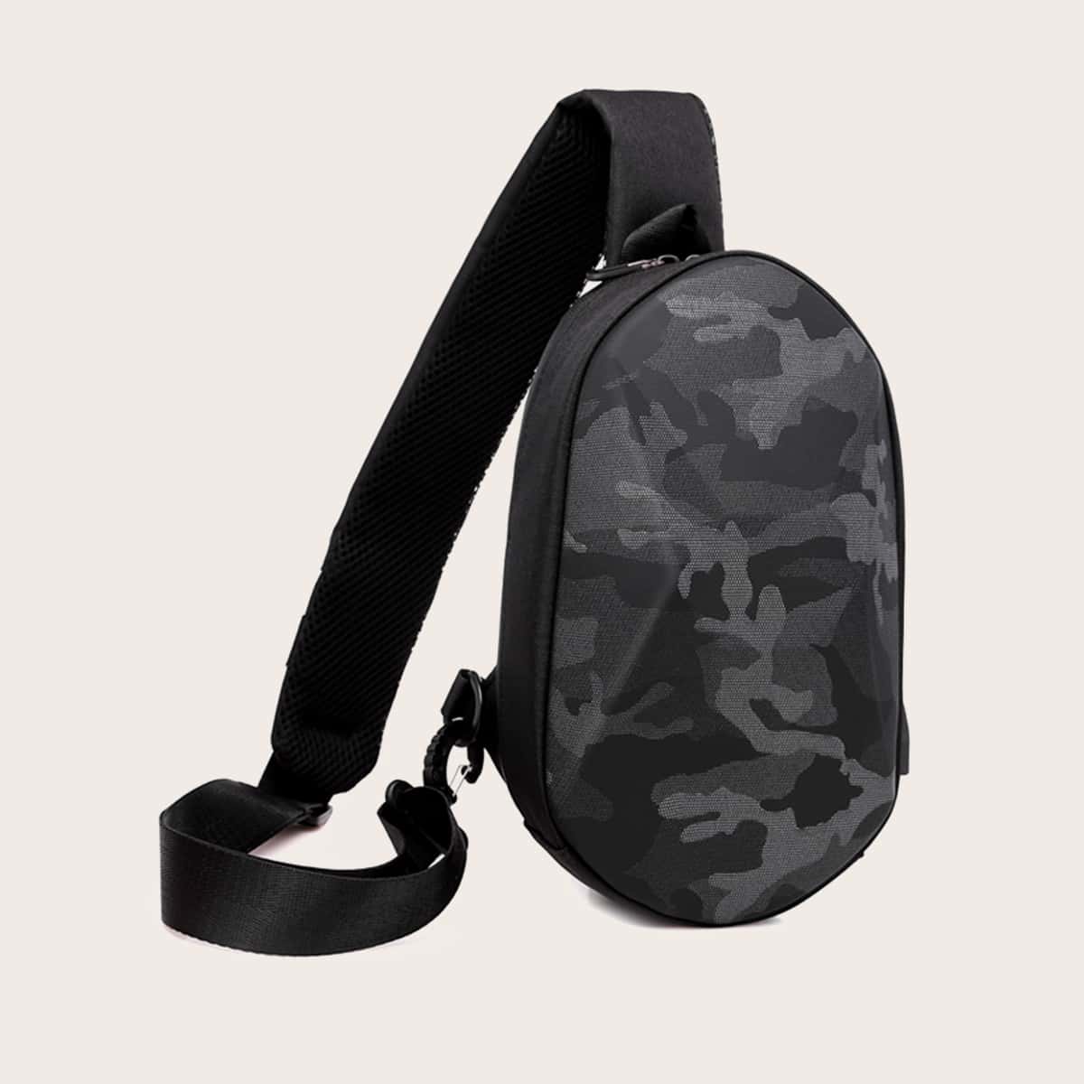 

Guys Camo Print Sling Bag, Black