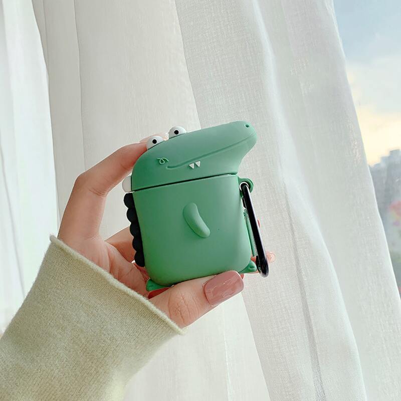 

Cartoon Dinosaur AirPods Case, Mint green