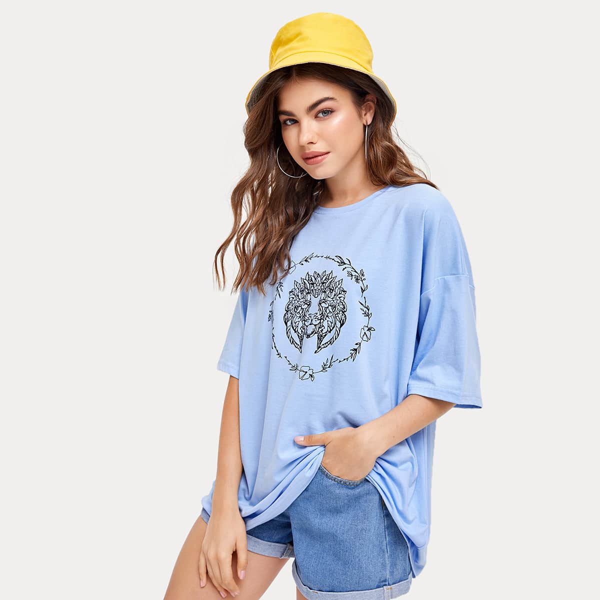 

Plants Blue Oversized Tee, Baby blue