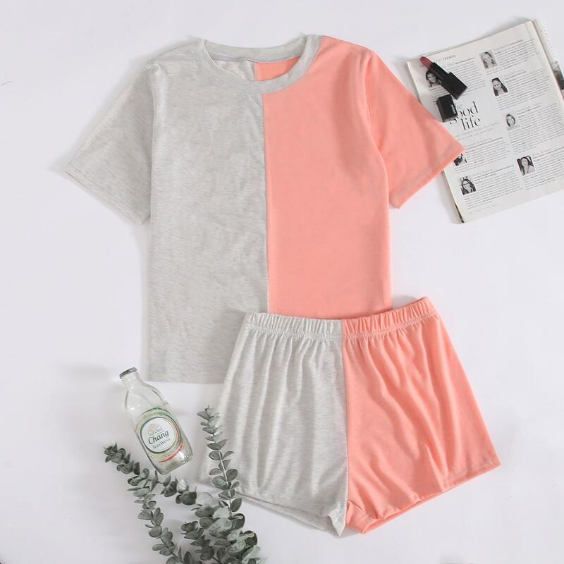 

Colorblock Shorts PJ Set, Multicolor