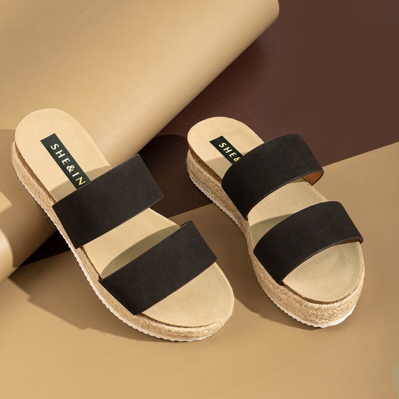 

Slip-On Espadrille Platform Sandals, Black