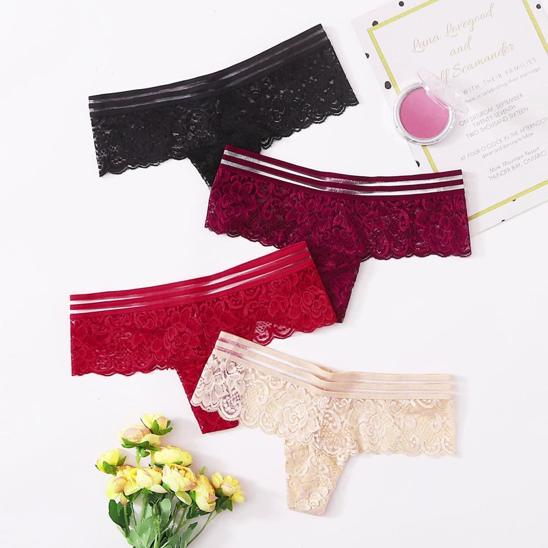 

4pack Lace Thong Panty, Multicolor