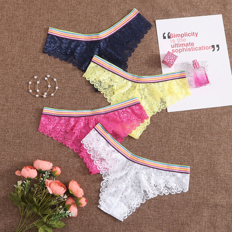 

4pack Striped Tape Lace Panty, Multicolor