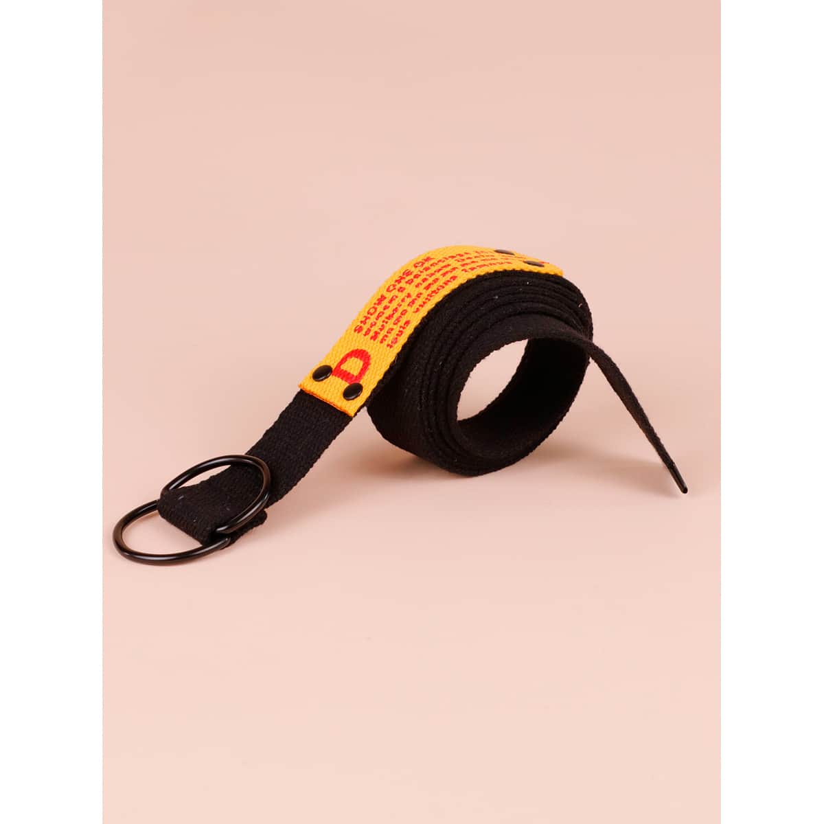 

Slogan Graphic Tape Belt, Black