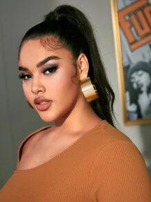 SHEIN SXY 紋理耳環 - 金黃色 - 查看 1