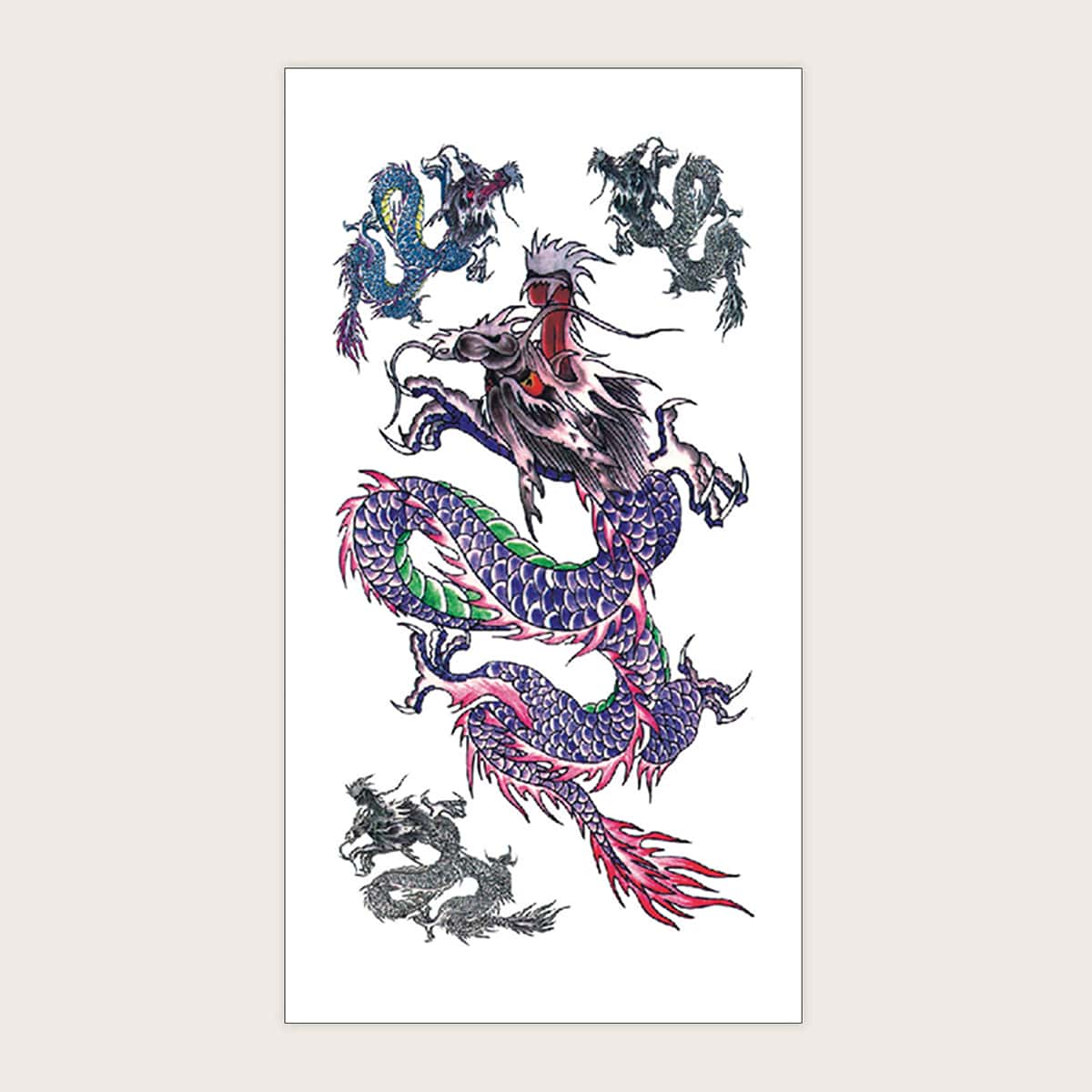 

1sheet Dragon Pattern Tattoo Sticker, Multicolor