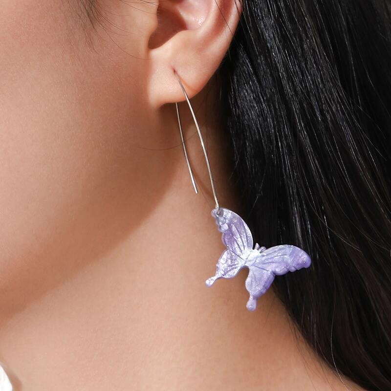 

Butterfly Charm Hoop Earrings, Purple