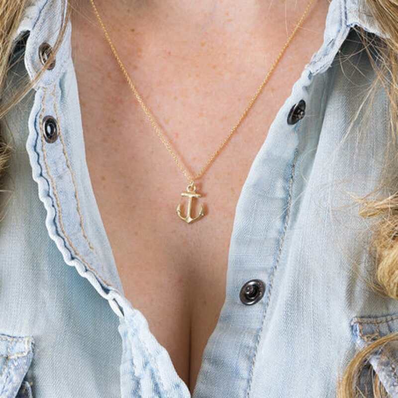 

Anchor Pendant Necklace, Gold