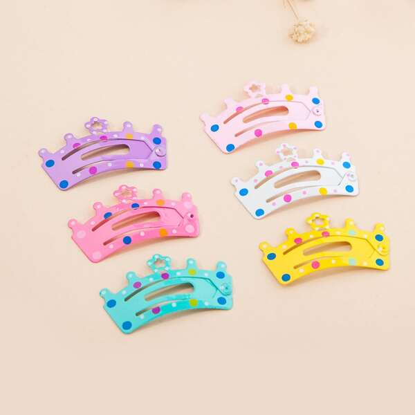 

6pcs Toddler Girls Crown Hair Clip, Multicolor
