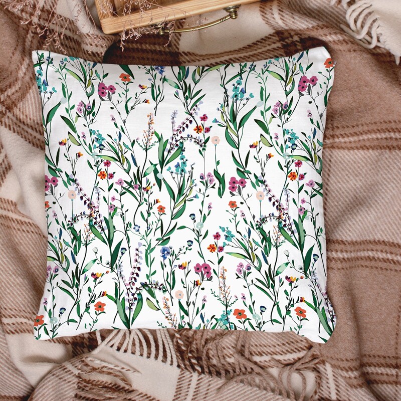 

Flower Print Cushion Cover Without Filler, Multicolor