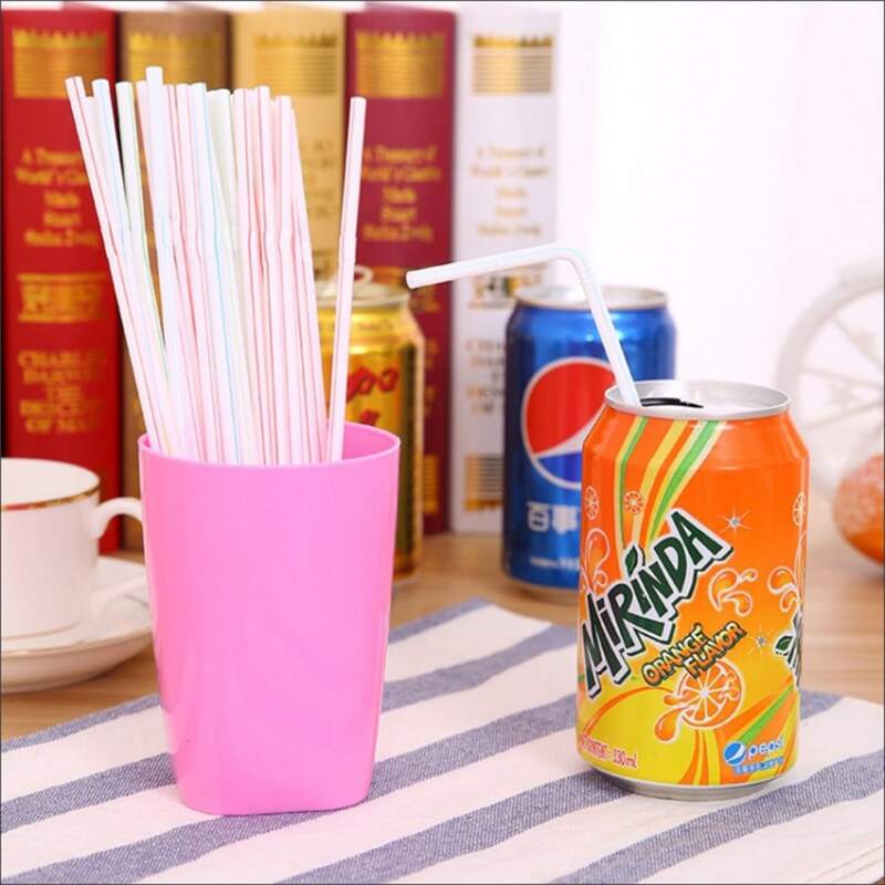 

100pcs Disposable Straw, Multicolor