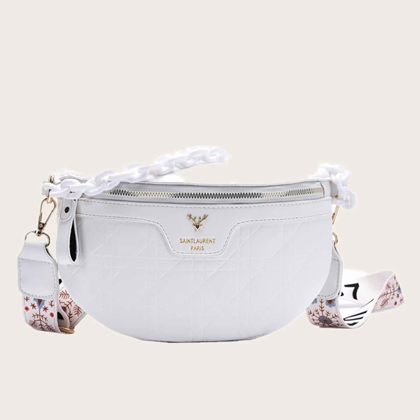 

Metal Deer Decor Fanny Pack, White
