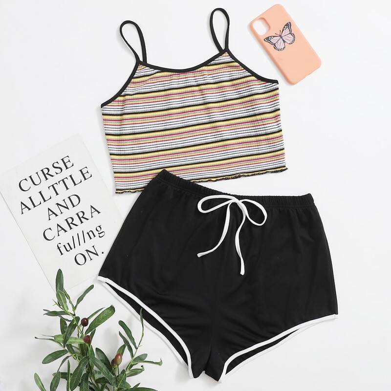 

Stripe Ring Cami & shorts PJ Set, Multicolor