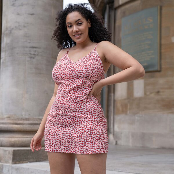 

Plus Ditsy Floral Cami Dress, Red