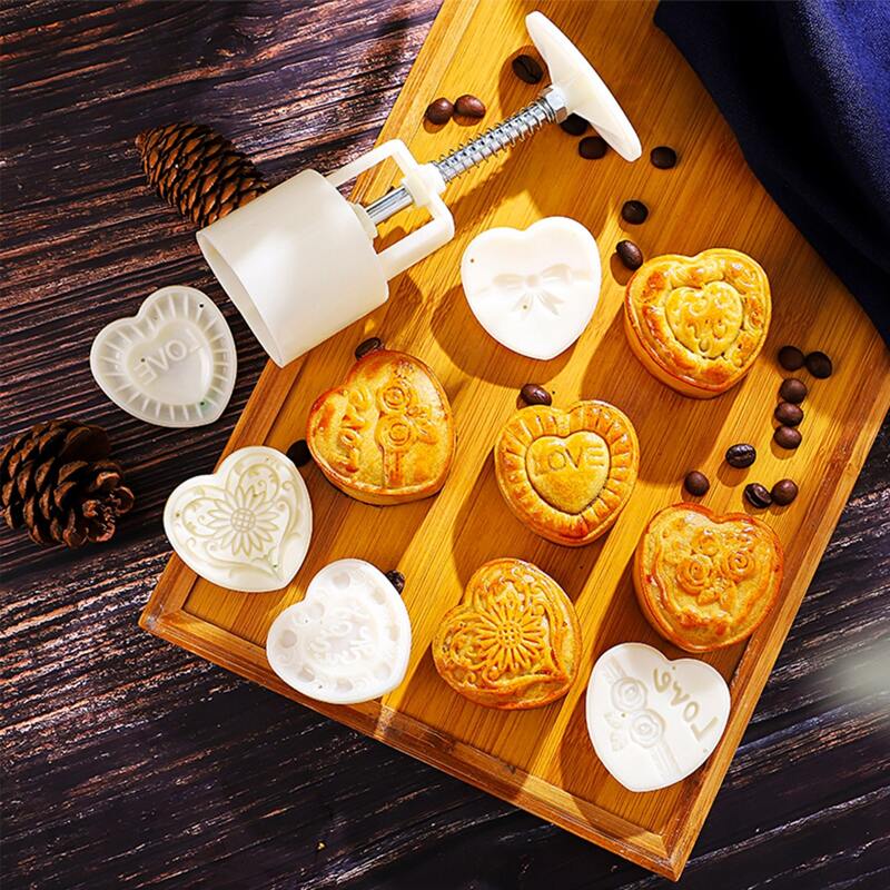 

6pcs Moon Cake Mold Set, White