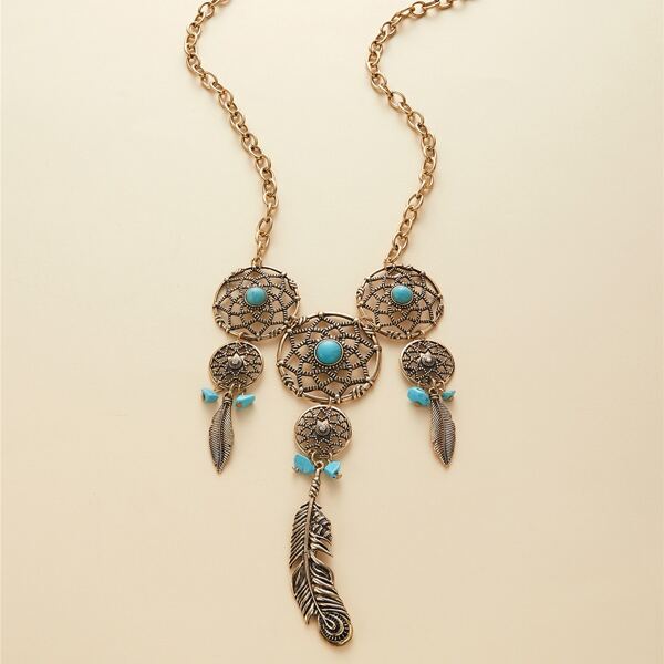 

Dreamnet Turquoise Pendant Necklace, Gold