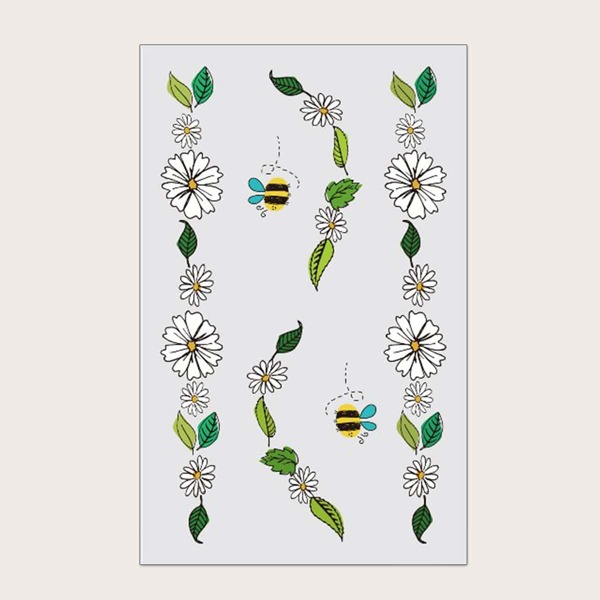

1sheet Flower Pattern Tattoo Sticker, Multicolor
