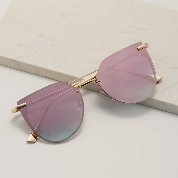 

Rimless Metal Beam Sunglasses, Pink
