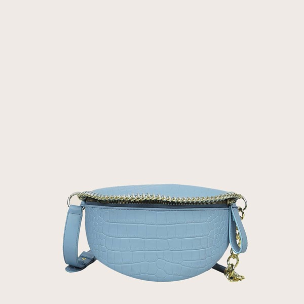 

Zip Front Croc Embossed Fanny Pack, Blue