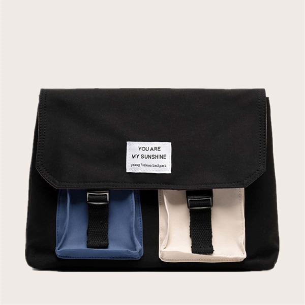

Double Buckle Colorblock Flap Crossbody Bag, Multicolor