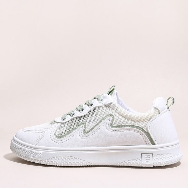 

Lace-up Front Mesh Panel Sneakers, White