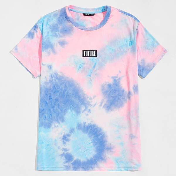 

Men Letter Graphic Tie Dye Top, Multicolor
