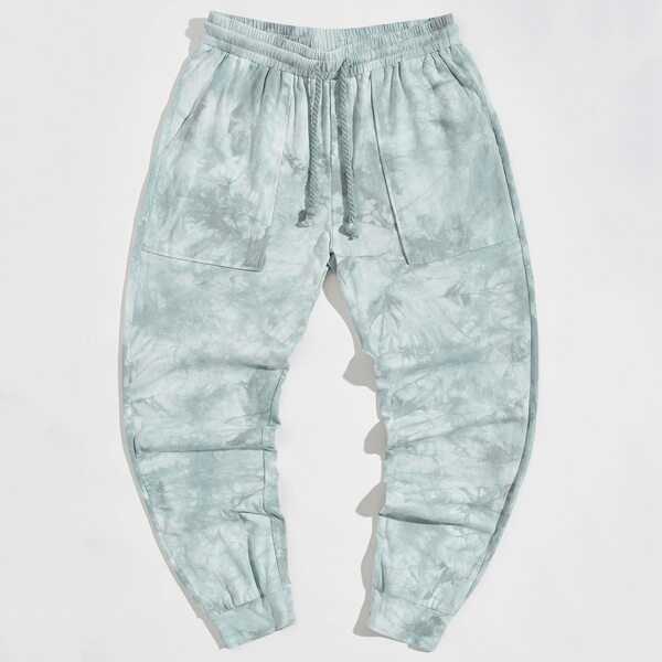 

Men Pocket Patched Tie Dye Sweatpants, Multicolor