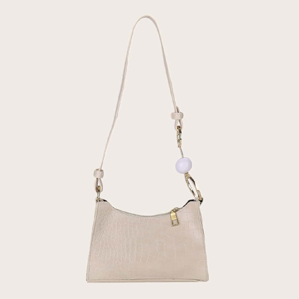 

Croc Embossed Shoulder Bag, Apricot