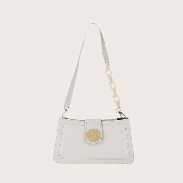 

Croc Embossed Shoulder Bag, White