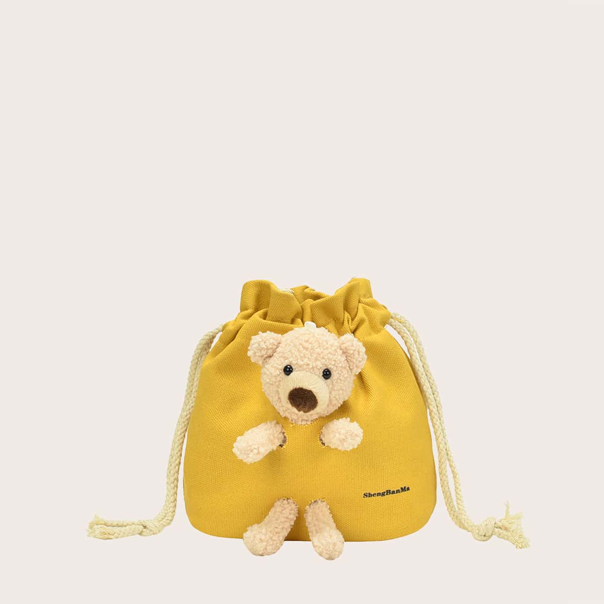 

Cartoon Bear Bucket Bag, Mustard yellow