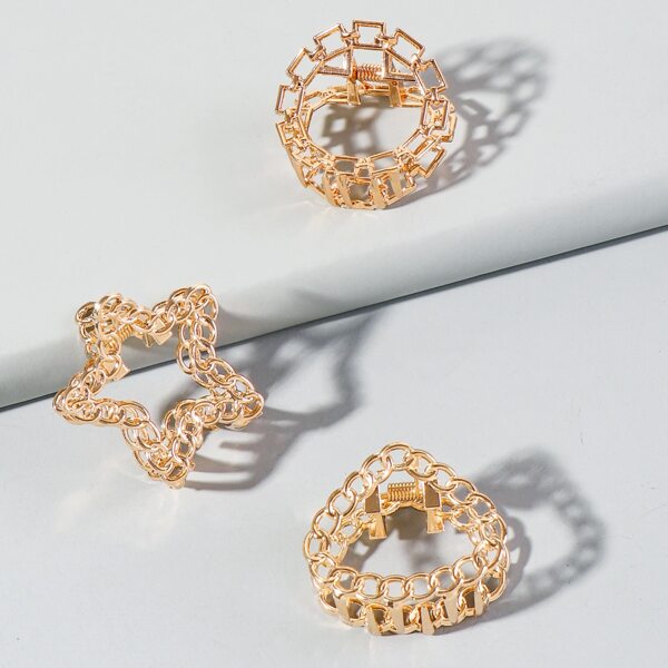 

3pcs Chain Alloy Hair Claw, Gold