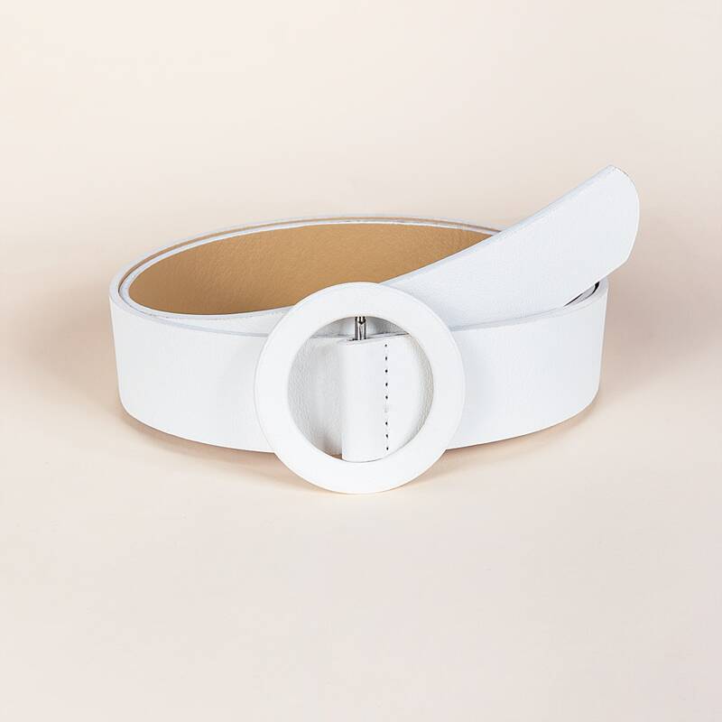 

Round Buckle Belt, White