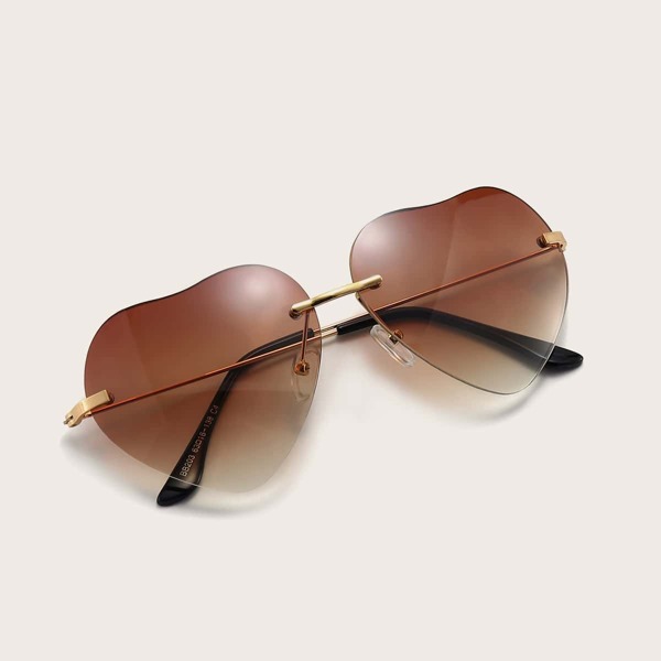

Heart Rimless Sunglasses, Brown