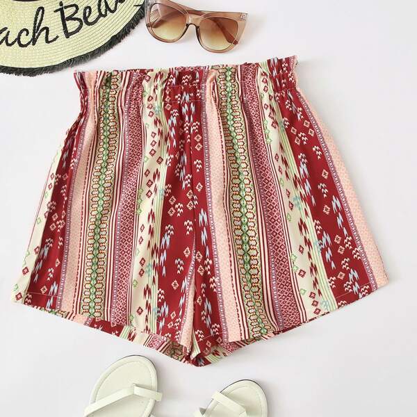

Frill Waist Tribal Print Shorts, Multicolor