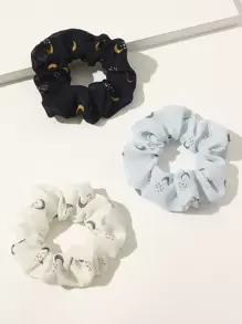 3 Stücke Scrunchie mit Mond Muster - Verschiedenfarbig - Übersicht 1