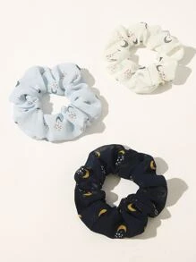 3 Stücke Scrunchie mit Mond Muster - Verschiedenfarbig - Übersicht 2