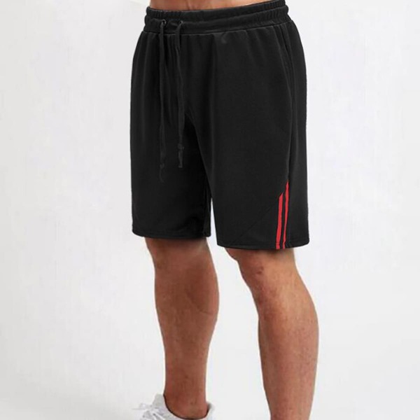 

Men Side Stripe Drawstring Athletic Shorts, Black