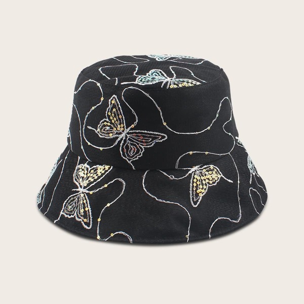 

Butterfly Decor Bucket Hat, Black