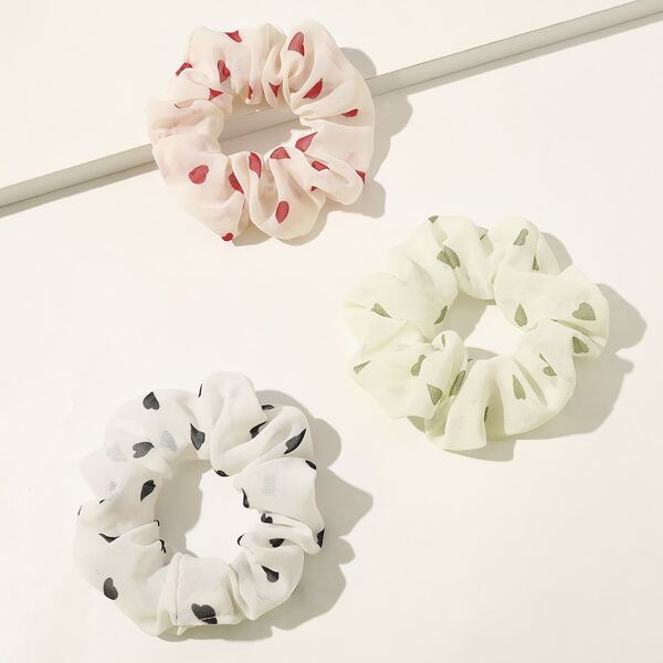 

3pcs Polka Dot Pattern Scrunchie, Multicolor