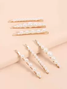 6pcs Faux Pearl Beaded Hair Clip Elegant Claw Clips Hair Claws Hair Barrettes, School Stuff, Pearl Hair Accessories