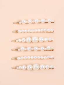 6pcs Faux Pearl Beaded Hair Clip Elegant Claw Clips Hair Claws Hair Barrettes, School Stuff, Pearl Hair Accessories