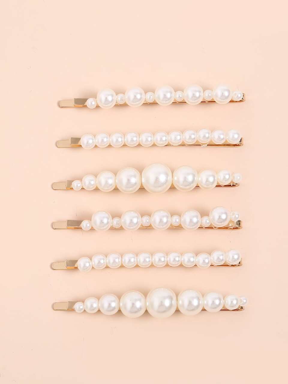 6pcs Faux Pearl Beaded Hair Clip Elegant Claw Clips Hair Claws Hair Barrettes, School Stuff, Pearl Hair Accessories, Head Accessories, Hairpin