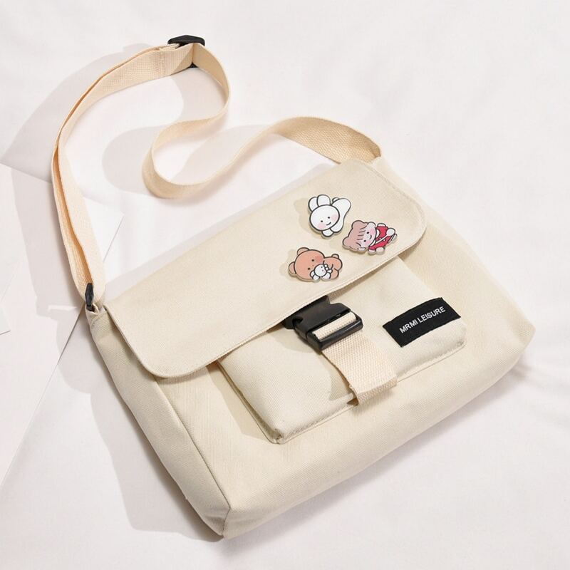 

Cartoon Canvas Crossbody Bag, Beige
