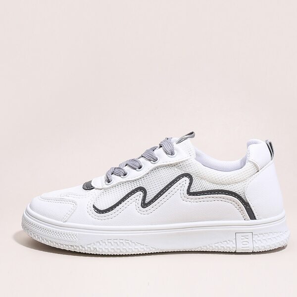 

Lace-up Front Mesh Panel Skate Shoes, White
