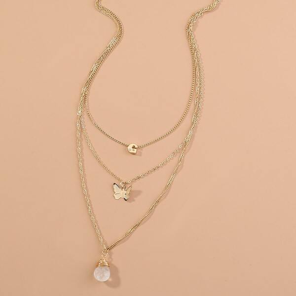 

Butterfly Layered Necklace, Gold