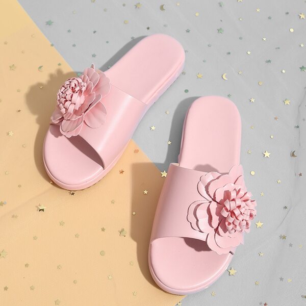 

Toddler Girls Flower Decor Slides, Pink
