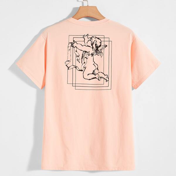 

Men Angel Print Tee, Pastel baby pink