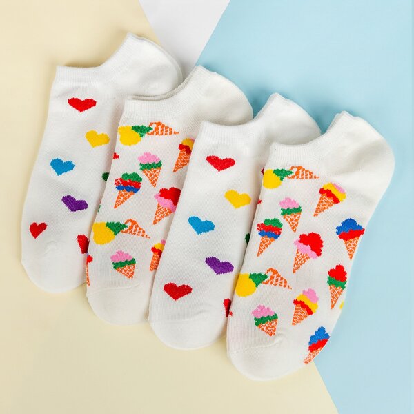 

4pairs Multicolor Graphic Socks