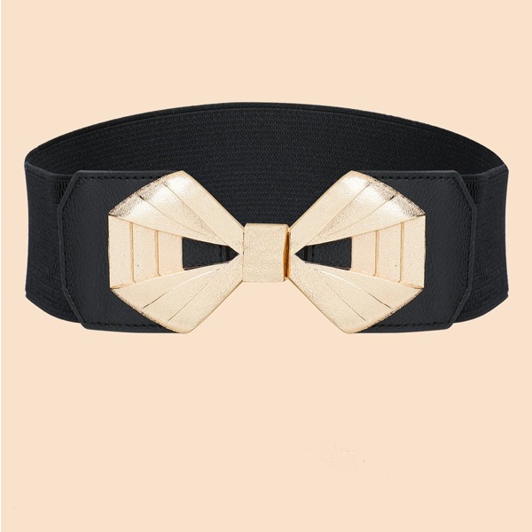 

Bow Knot Decor Wide Belt, Black